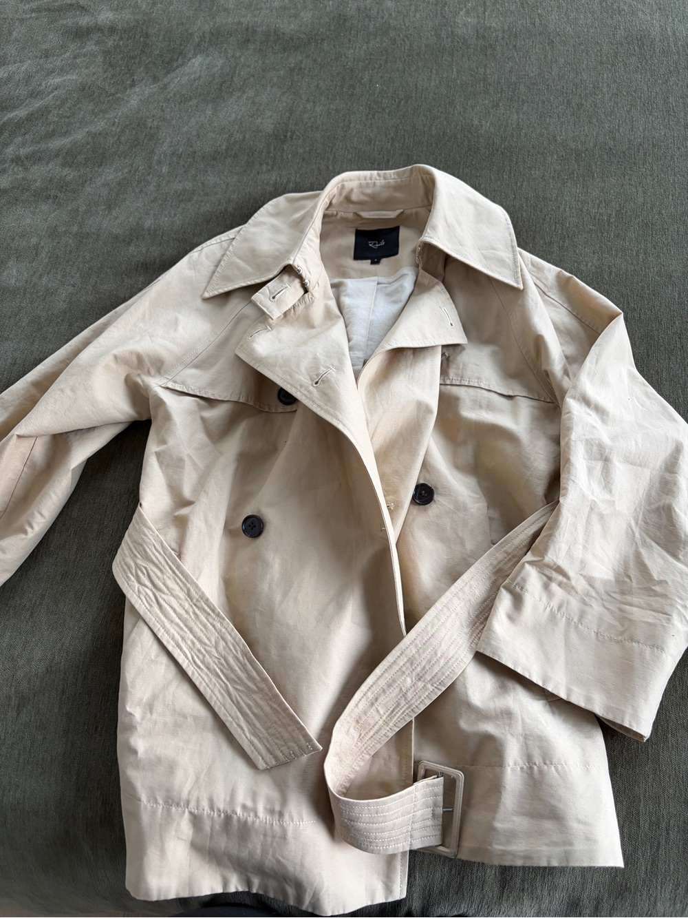 Rails Light Beige Double-Breasted Trench Coat